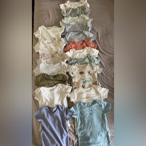 Mixed Carter’s Onesie Bundle in Pastel Greens, Blues & Creams